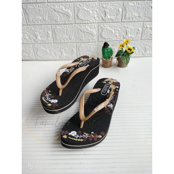 Sandal Wanita Wedges 4,5 cm | sandal jepit tinggi | sandal spon | sandal BELIA Jepit Jelly