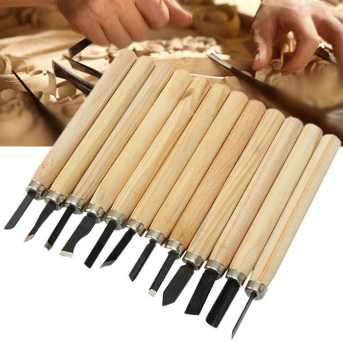 Wood Carving Chisel Set with Wooden Handle (12pcs)