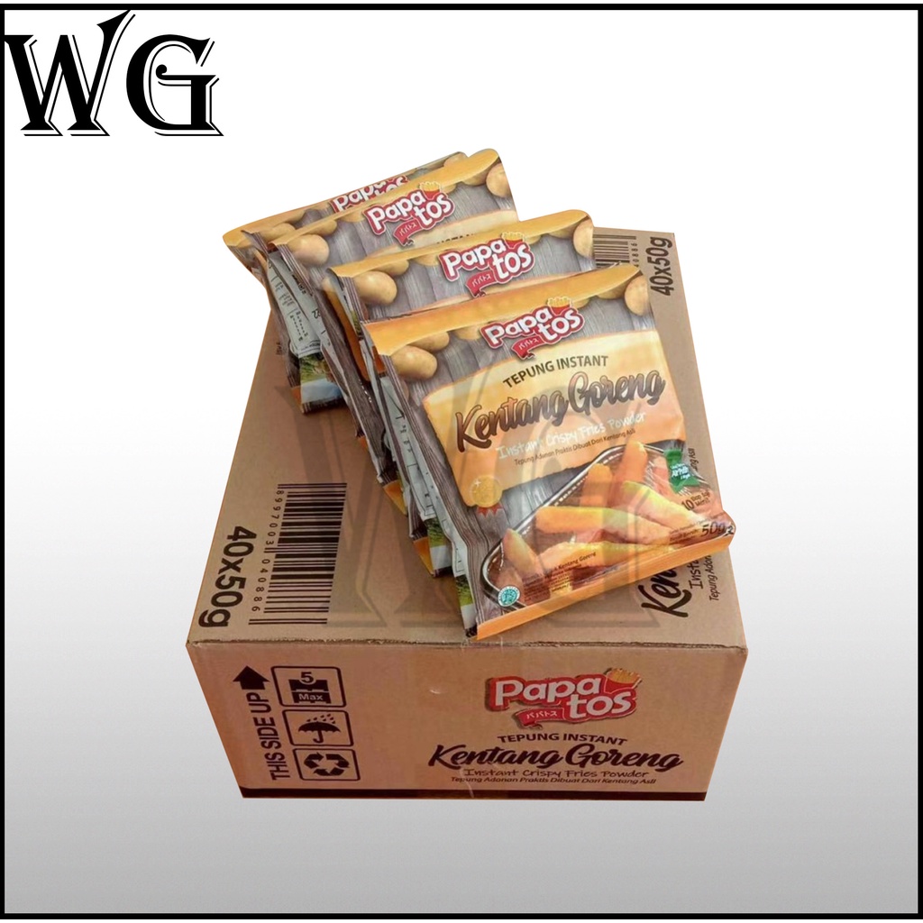 

Papatos Tepung Instant Kentang Goreng 50gr / 1 Karton Isi 40pcs