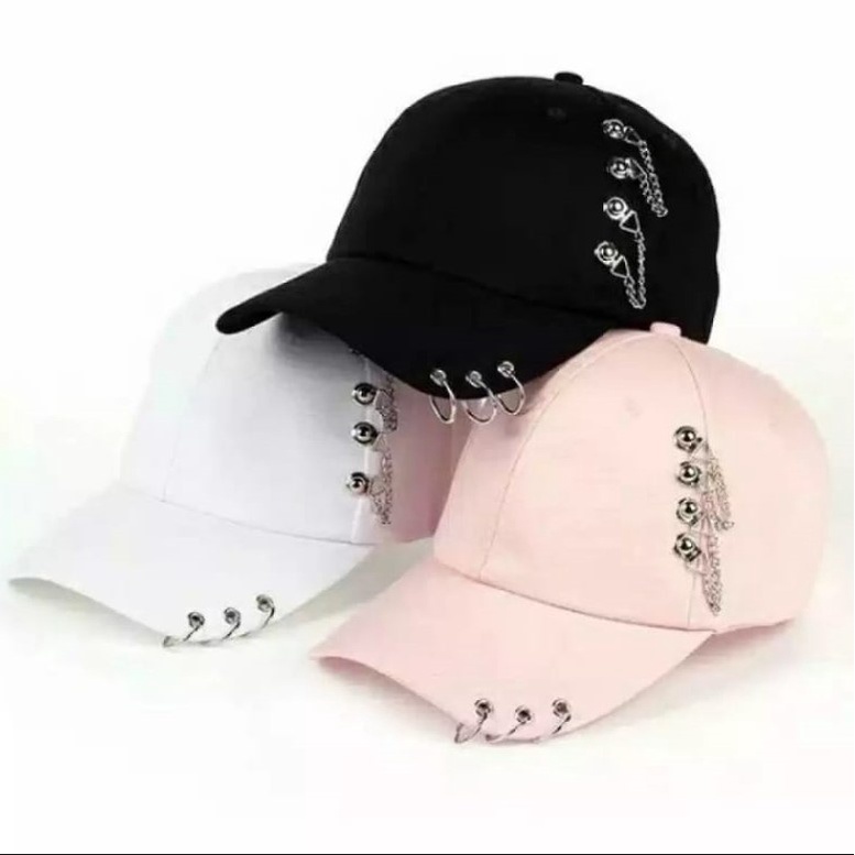 Topi Pria Ring Anting Rantai Korea Kpop//Topi Ring BTS Remaja keninan REALPICT