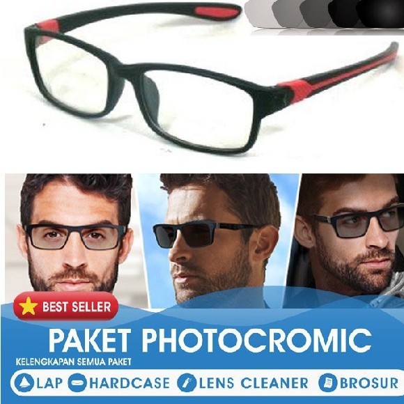 Frame Kacamata Pria Sport Sporty Lensa Berubah Warna Photocromic Anti Radiasi Komputer  833