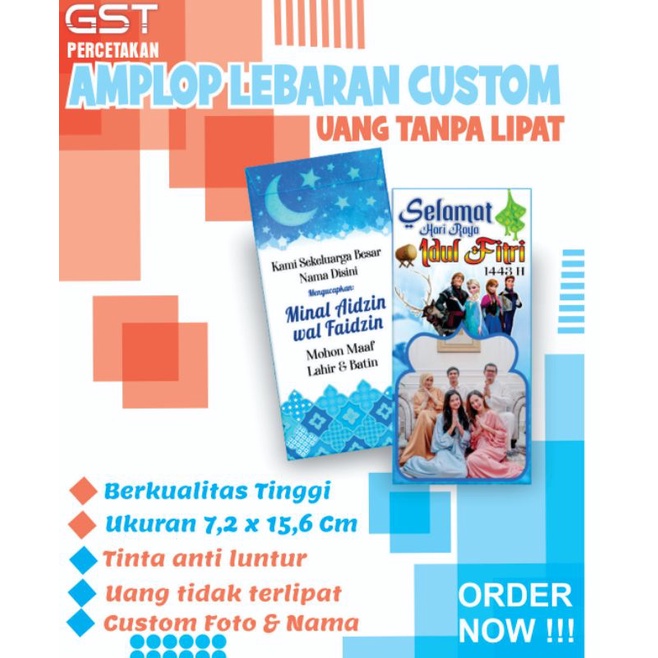 

AMPLOP LEBARAN CUSTOM / AMPLOP LEBARAN PANJANG /JUMBO(UANG TANPA LIPAT)