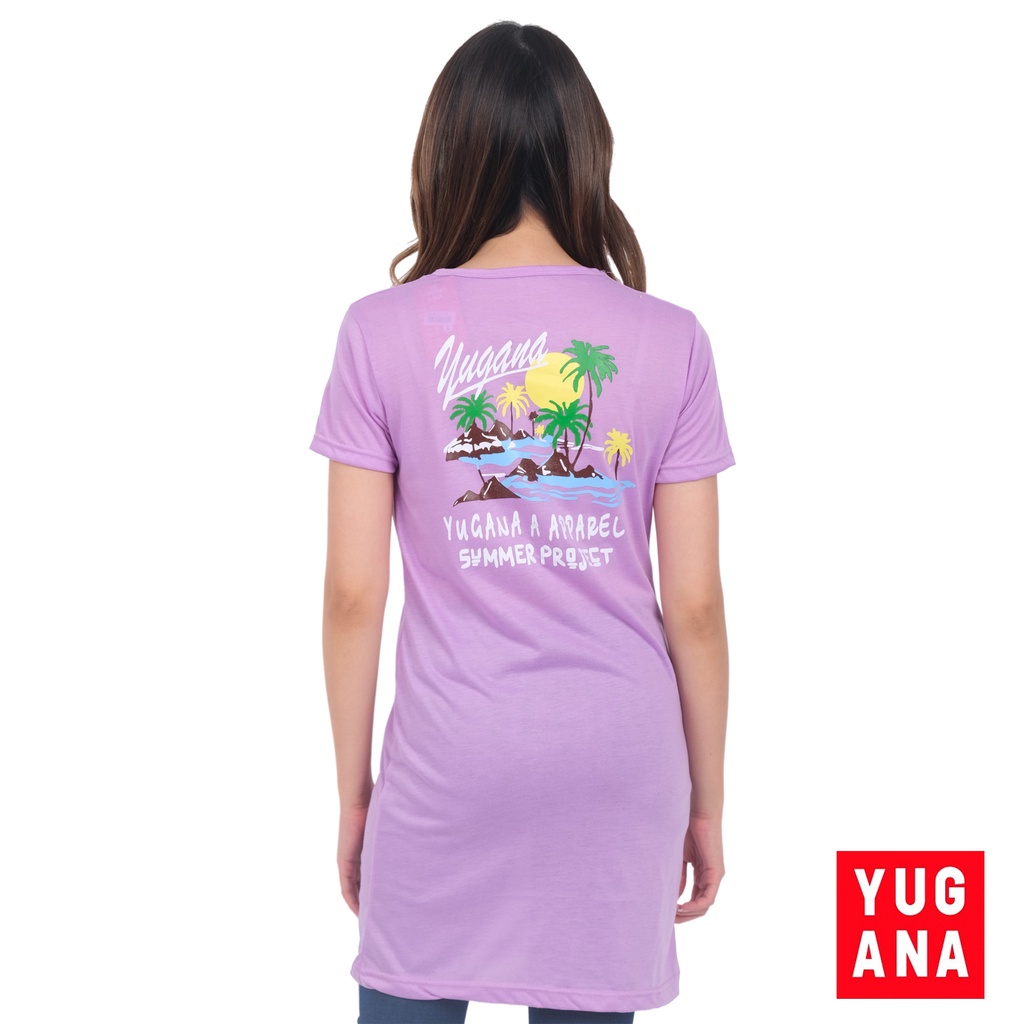 YUGANA - PROJECT Dress Lilac Wanita Lengan Pendek Baju Cewek Warna Hitam Abu Maroon Navy Biru Putih