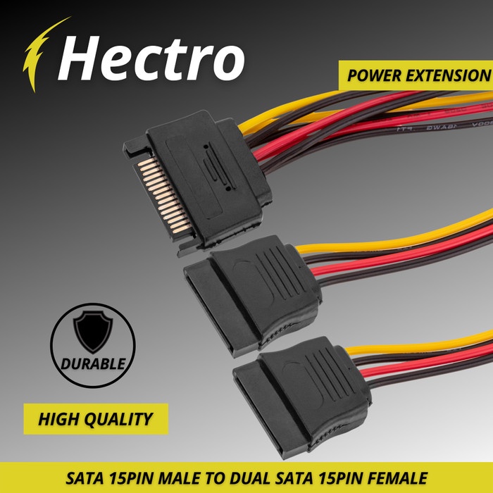 HECTRO Kabel Power Sata 15pin Male To Dual Sata 15pin Female Splitter