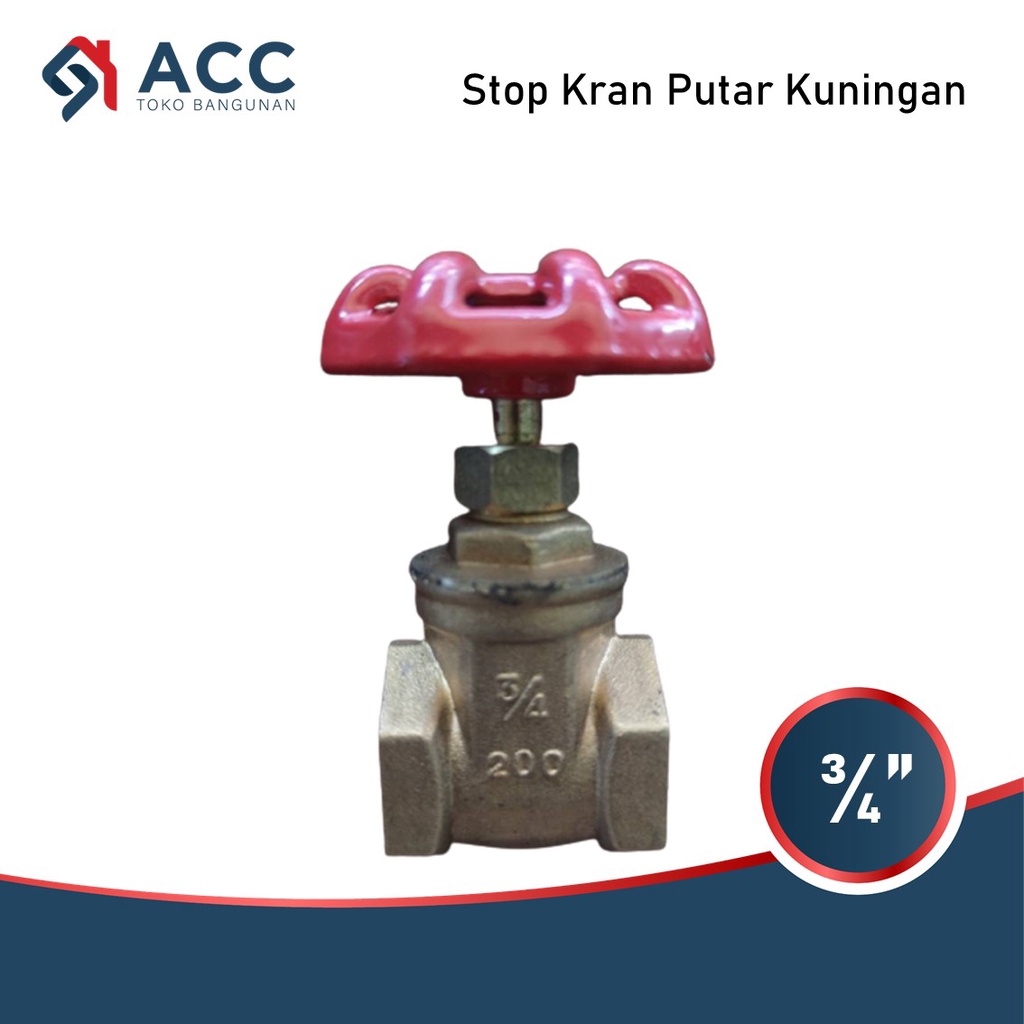 Stop Kran Pipa Kuningan Putar 3/4" Stop Kran Air Kuningan 3/4 inch