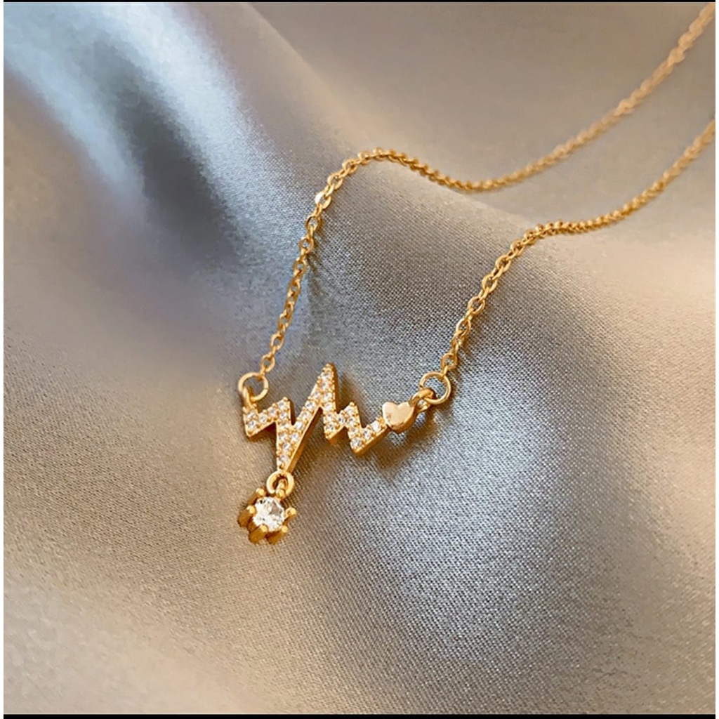 Kalung Rantai Liontin panjang Korean Style Silver Gold Rose Gold