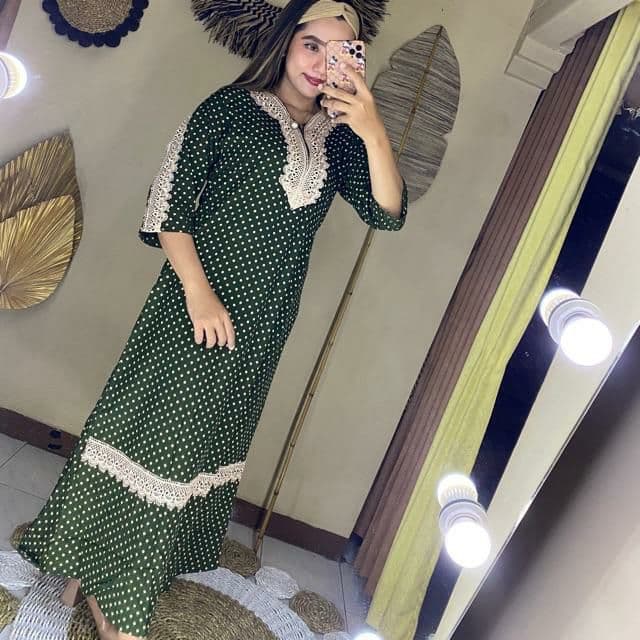 LONGDRESS ARAB RENDA POLKA KAILA  RAYON TEBAL / DASTER RENDA ARAB  / DASTER MURAH