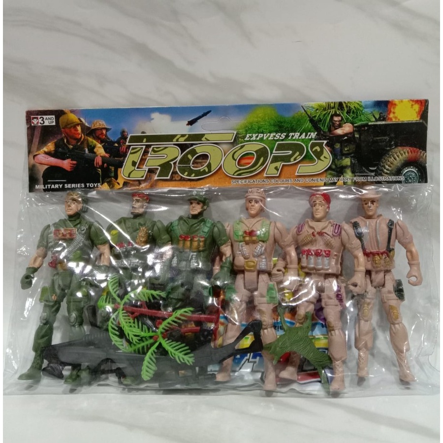 MAINAN FIGURE SET TENTARA DAN DIORAMA - MILITARY SUPER POWER ISI 6 PCS