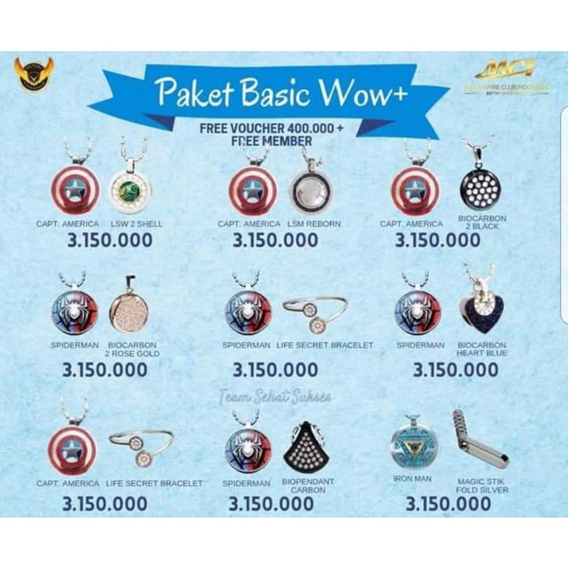Paket Basic WOW+ 2 in 1 Original MCI/Kalung Gelang Kesehatan/Anti Radiasi Elektromagnetik