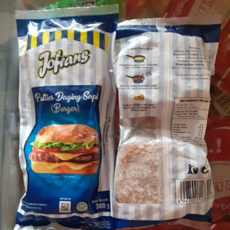 Jofrans Patties Daging Sapi isi 6 pcs berat 310gr
