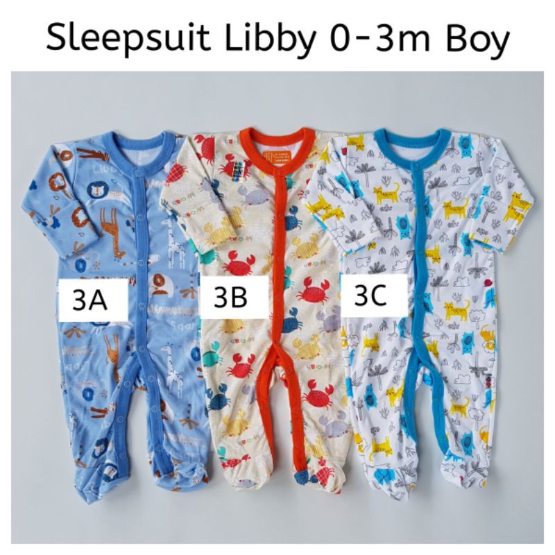 SATUAN PILIH MOTIF Sleepsuit Libby Premium Baju Baby Bayi 0-3 3-6 6-9 Bulan