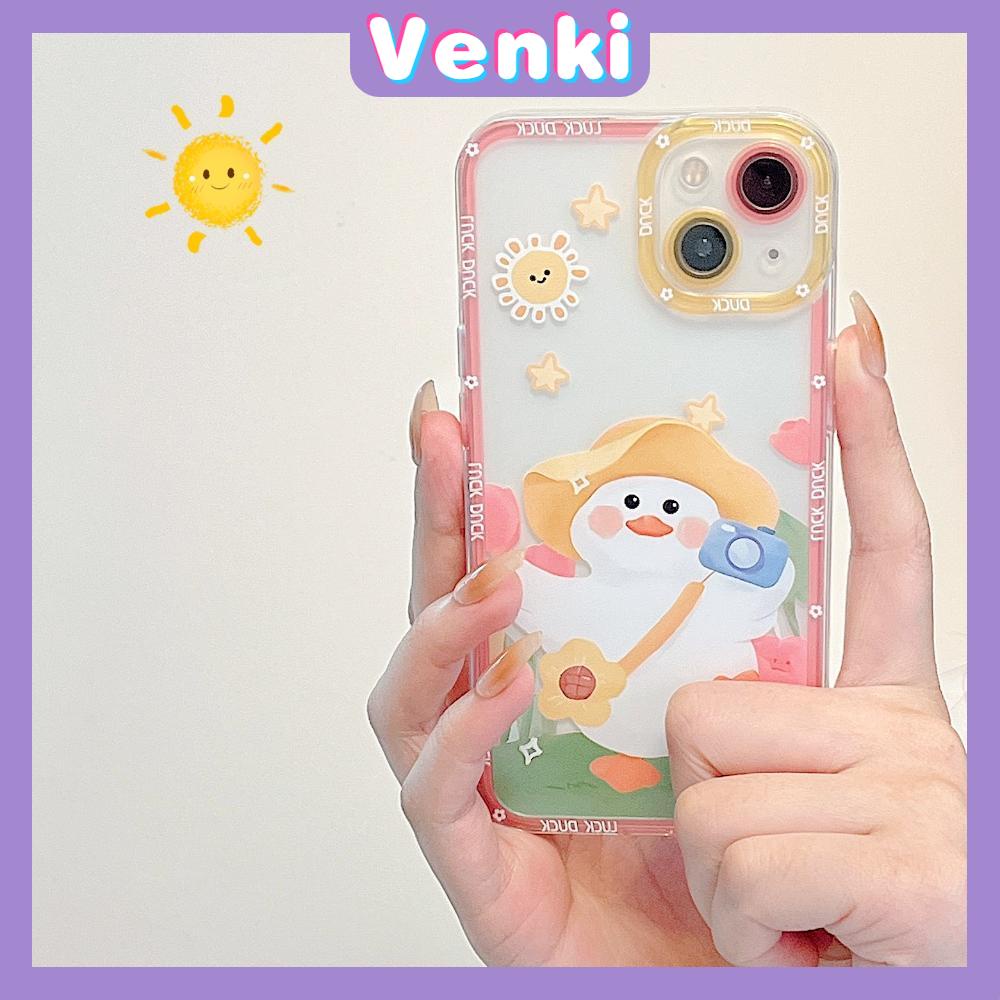 iPhone Case Silicone Soft Case Clear Case Square Edge Shockproof Protection Camera Cartoon Duck Cute Compatible For iPhone 11 iPhone 13 Pro Max iPhone 12 Pro Max iPhone 7 Plus xr