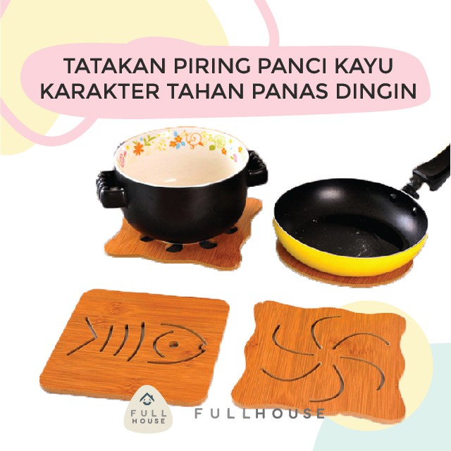 Tatakan Piring Panci Kayu Karakter Tahan Panas Dingin