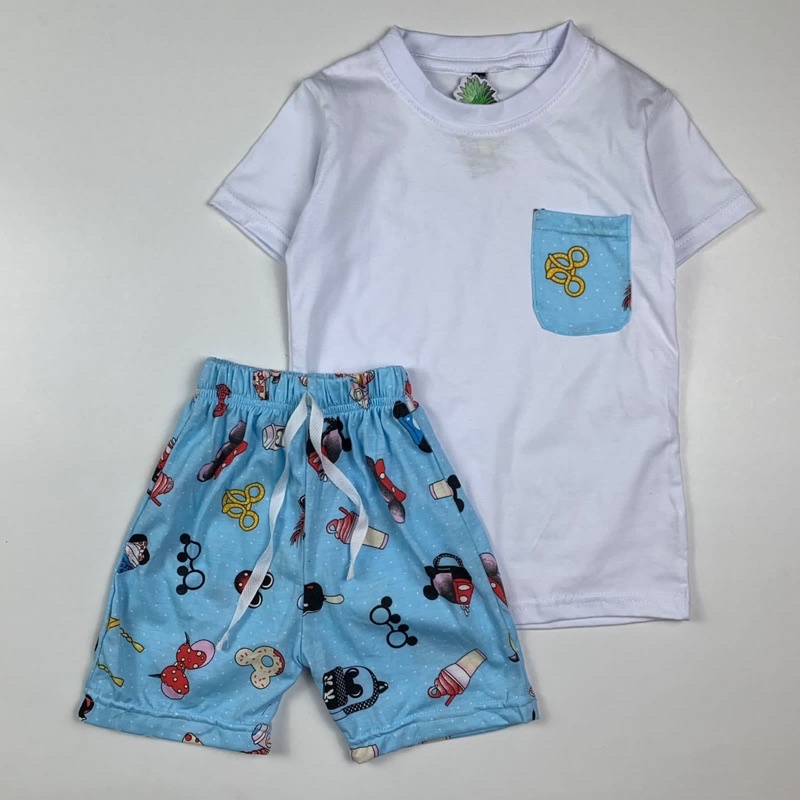 Setelan Anak Mickey Unisex 2-10 Tahun Original Pineapple Kaos Super Premium