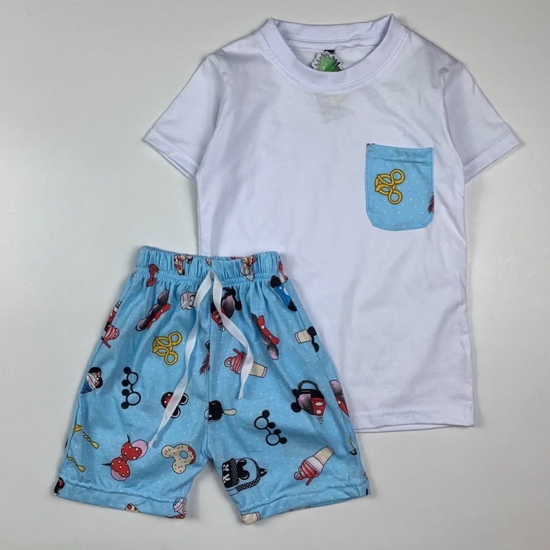 Setelan Anak Mickey Unisex 2-10 Tahun Original Pineapple Kaos Super Premium