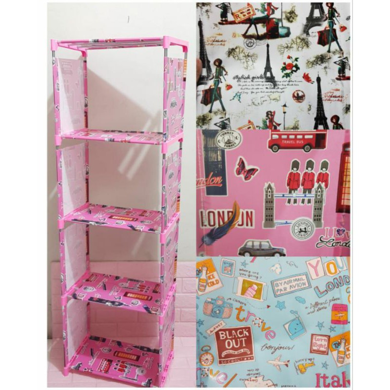 Rak Buku Portable Rak serbaguna Rakit Plastik Stainless