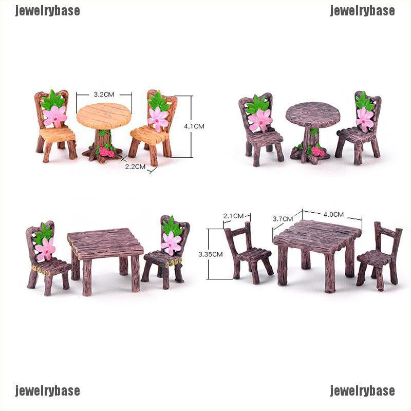 [Base] Mini Home Furniture Table And Chair Garden Miniatures Figurines Doll House Decor