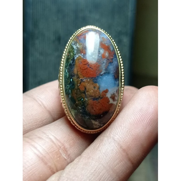 cincin batu akik pancawarna kembang klawing lain garut dan bacan