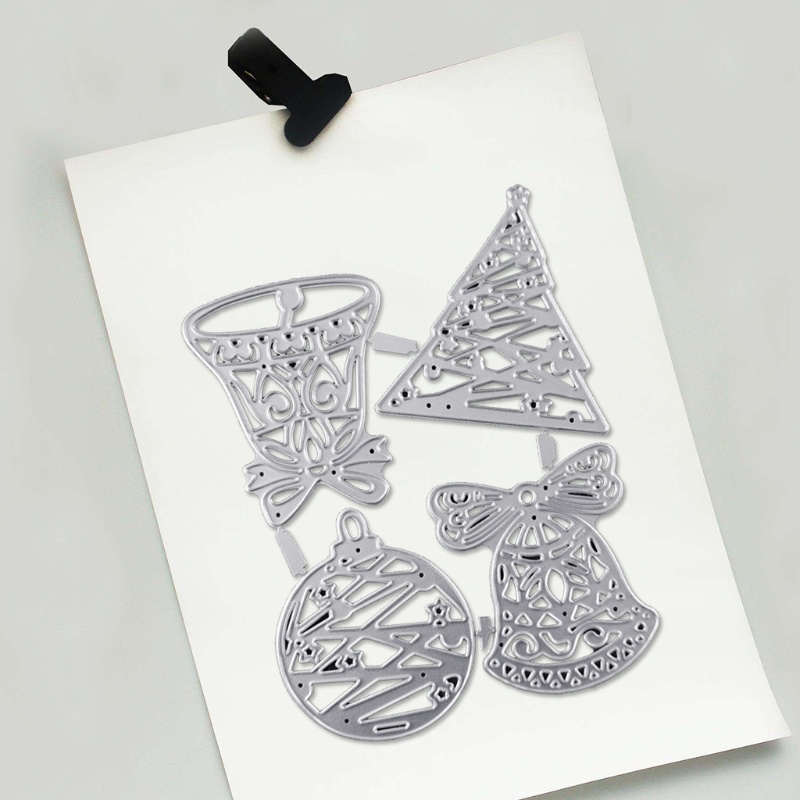 Cetakan Stensil Cutting Dies Motif Pohon Natal Bahan Metal Untuk Scrapbook / Craft Diy