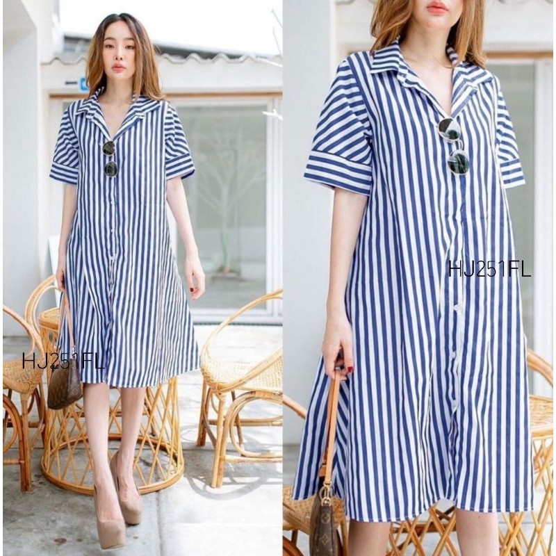 BISA COD KEMEJA TUNIK SALUR LONGHEM FANELA STRIPE VD