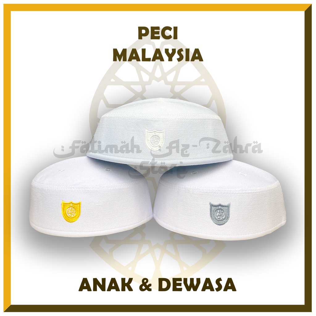 Peci Malaysia Kopyah Haji Alay Putih Logo