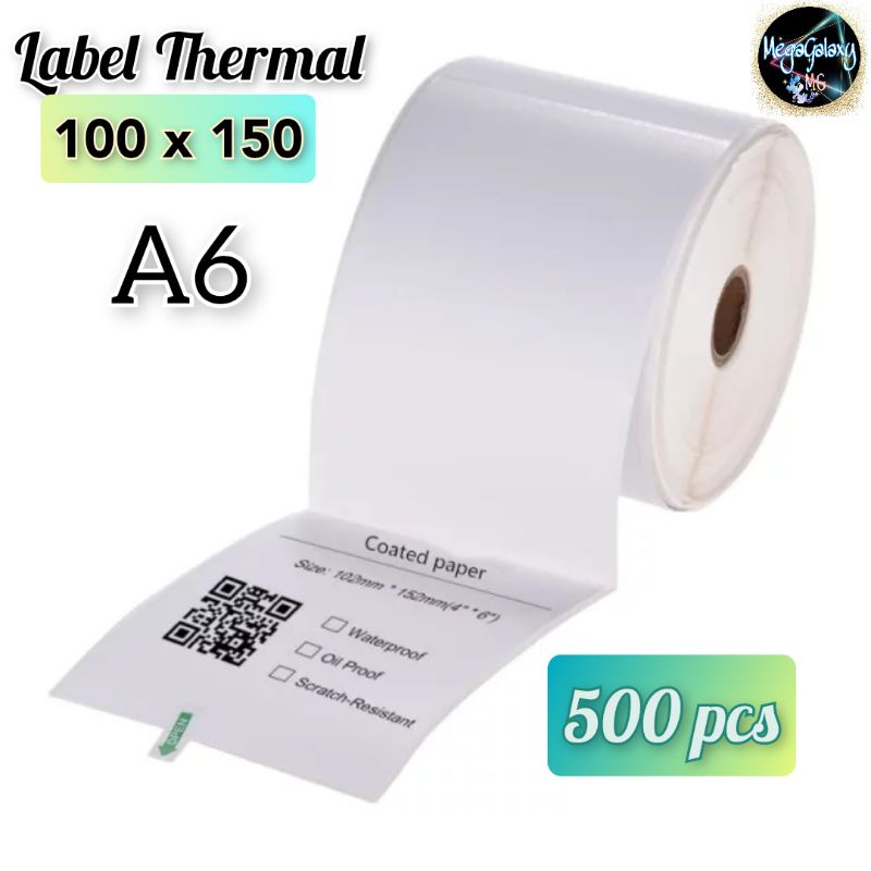 Label Sticker Thermal 100x150 Kertas Thermal Barcode A6 500 pcs