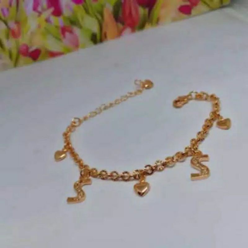 Fourfashion Gelang Tangan Sirkon Huruf Motif Kecil kekinian