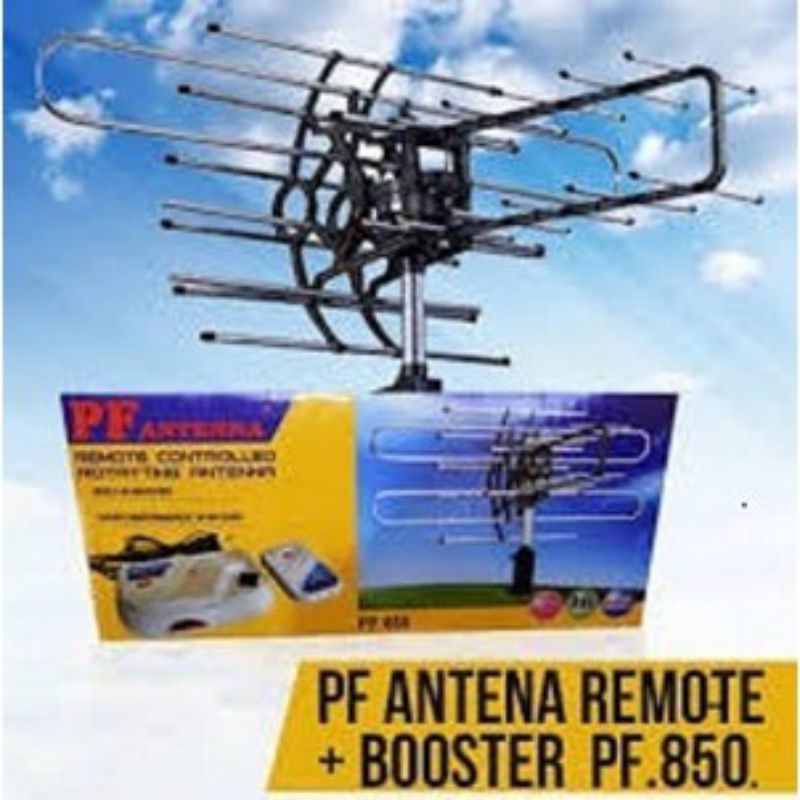 Antena TV Luar Outdoor dengan Remote + Booster dan + Kabel antena pf 850 / Antena TV PF 950 / PF-950