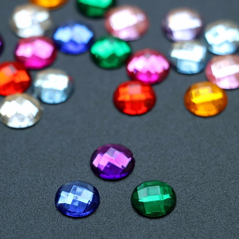 Flatback Acrylic Rhinestone - Round Shape 8mm Dia. (10pcs)