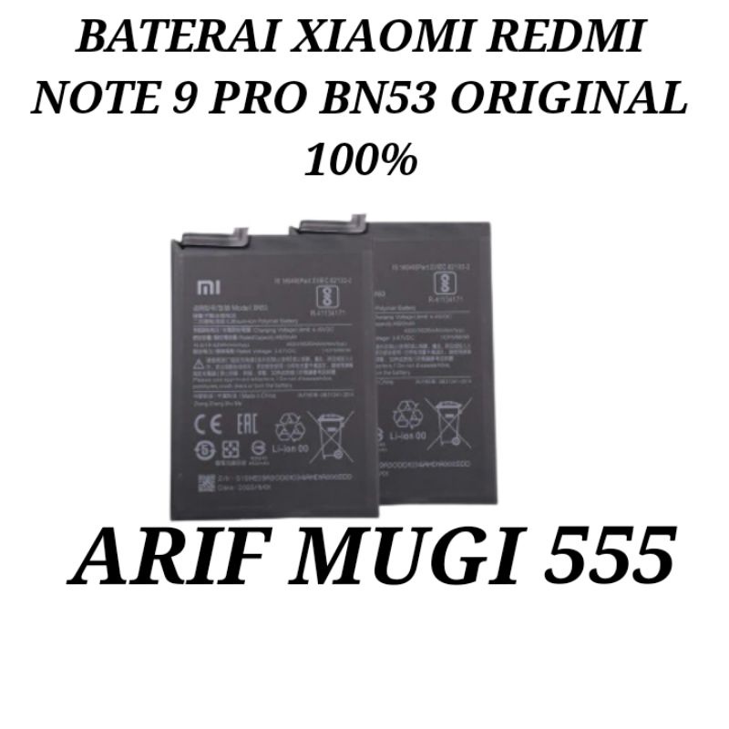 BATERAI BATTERY BATU BATRE XIAOMI REDMI NOTE 9 PRO BN53 ORIGINAL 100%