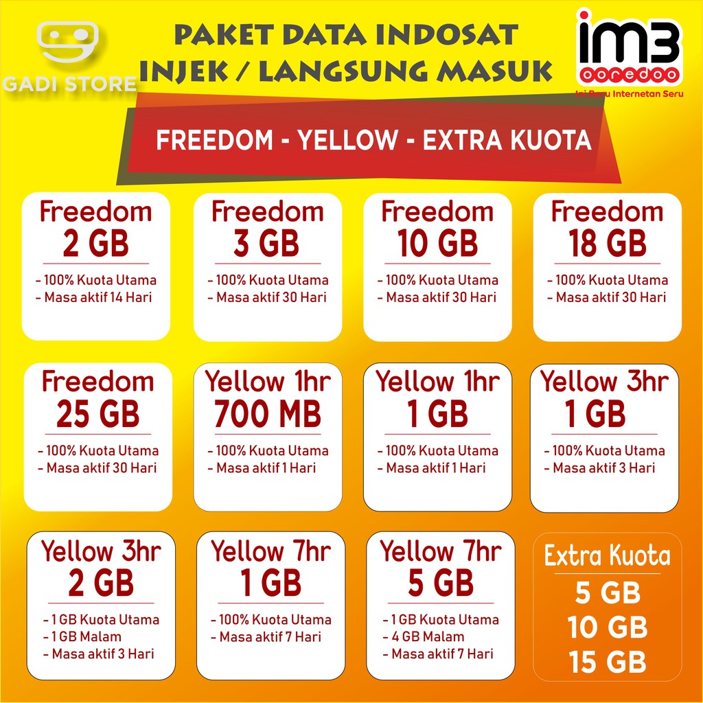 Indosat Yellow Indosat Freedom Extra Kuota Indosat Shopee Indonesia