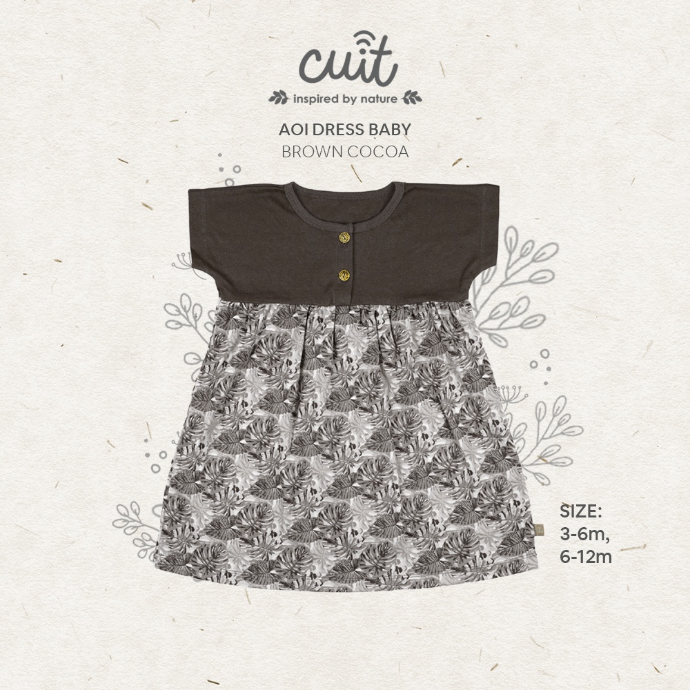 CUIT Super Soft Organic Cotton Aoi Dress Monstera Kojo Series-3