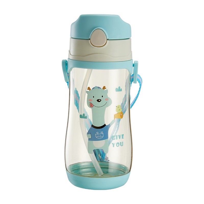 Leleoncare Baby Sippy Cup Botol Minum Sedotan Anak Pegangan Tritan // Botol Minum Anak Sekolah 480ml Tritan BPA Sedotan Tali Gantungan