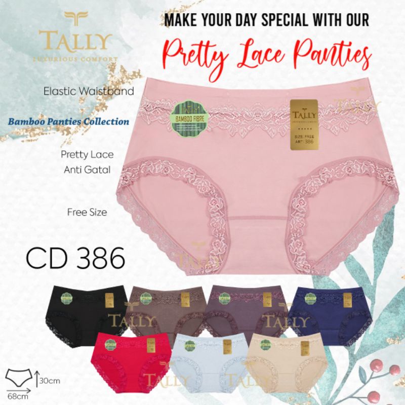 CD TALLY JUMBO CELANA DALAM COTTON BAMBOO RENDA WANITA DEWASA 340 386 - BUNGALILY