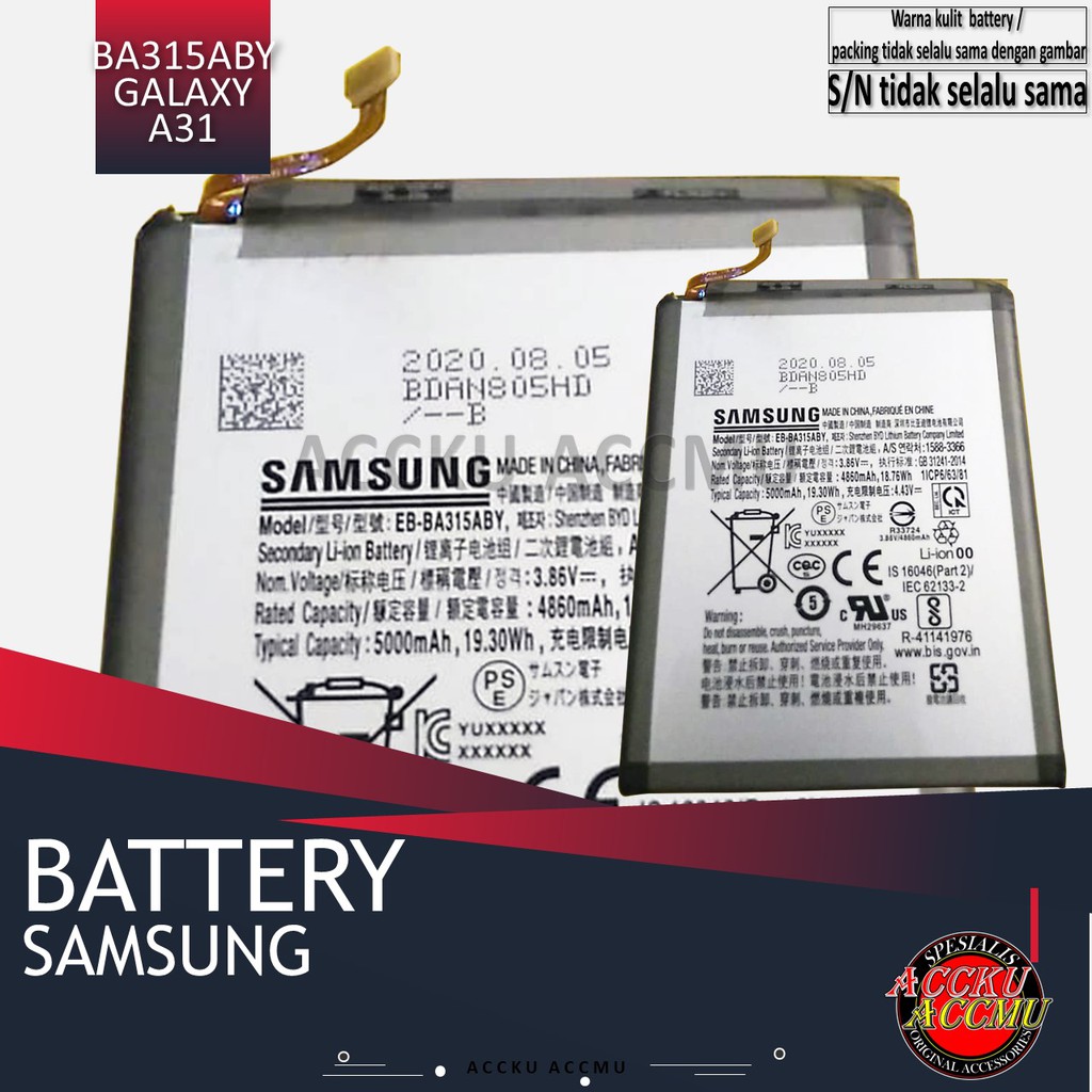 BATTERY SAMSUNG EB-BA315ABY SAMSUNG A31 GALAXY A31 ORIGINAL