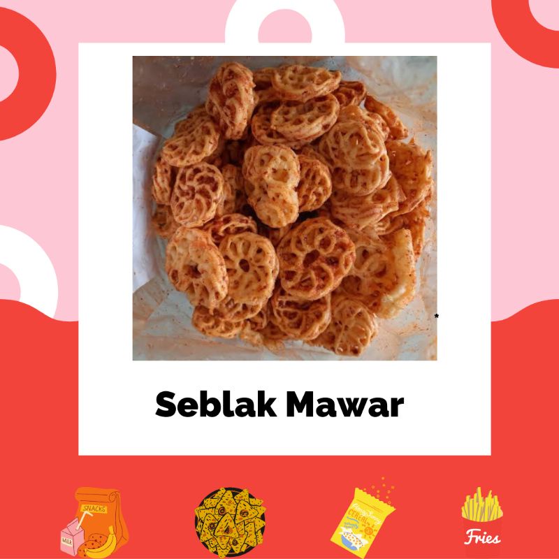 Jual Kerupuk Seblak Mawar Pedas Krupuk Seblak Pedas Seblak Kering Pedas Snack Jajan Kiloan