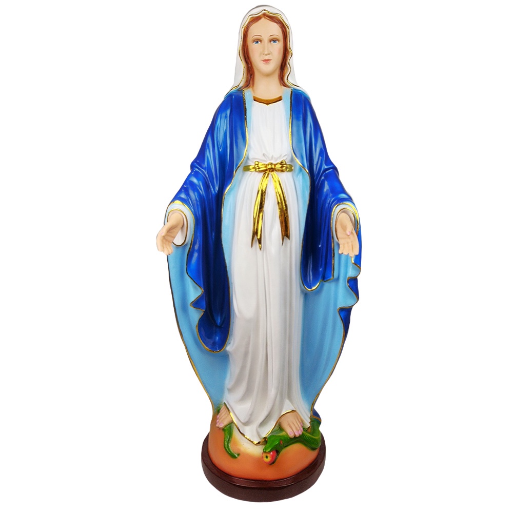 Patung Rohani Bunda Maria Tangan Terbuka 1 meter Size 100 Fiberglass Warna Jubah Biru