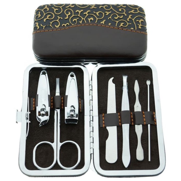 Manicure Pedicure Set 4IN1 Dompet Paket Pembersih Kuku Pinset Gunting Lancip Korek telinga Kuping