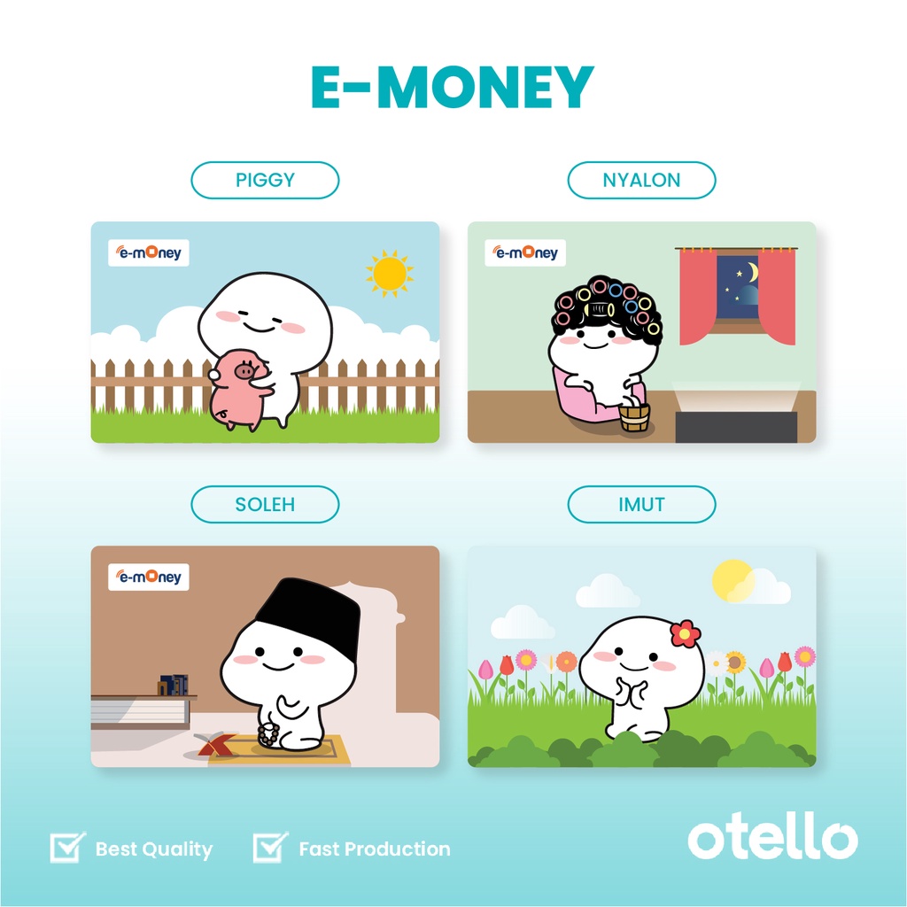 Otello Kartu E-Money Mandiri Pentol Quby Lucu Kualitas HD UV Printing eMoney eToll Karakter Lucu Kartun Souvenir Merchandise Cetak Print