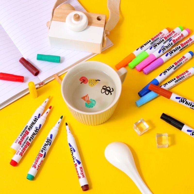 Spidol Warna Ajaib isi 12 Pcs / Spidol Papan Tulis Whiteboard / Magic Marker Floating Pen Water / Spidol Bisa Mengapung / Spidol Tato / Magic Marker / Spidol Warna Warni
