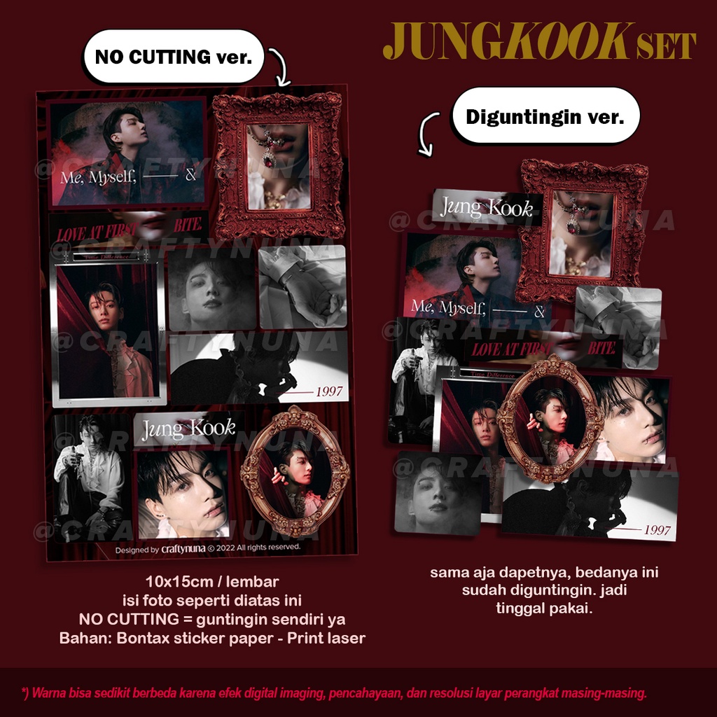 JUNGKOOK ME, MYSELF &amp; AESTHETIC MOODBOARD STICKER SET deco stiker hias case bts 8 photo-folio kpop