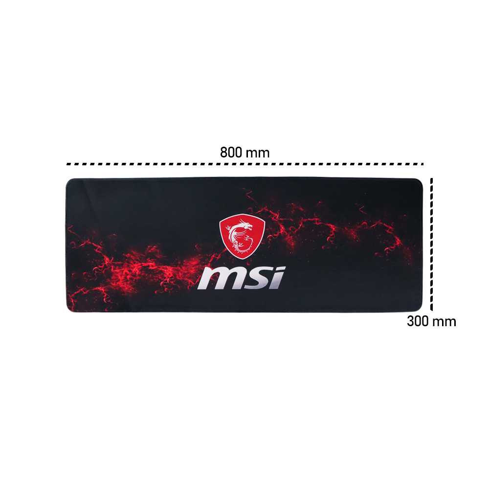 Mouse Pad Gaming XL Desk Mat Logo MSI 30 x 80 cm Bahan Soft, Anti Slip