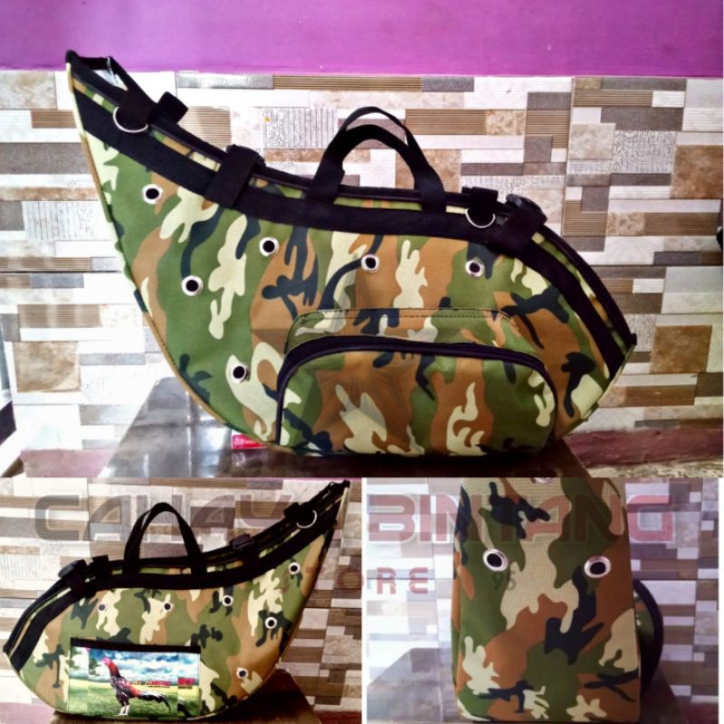 Tas kisa ayam aduan tas kiso ayam jago motif loreng army bahan dinir nylon super