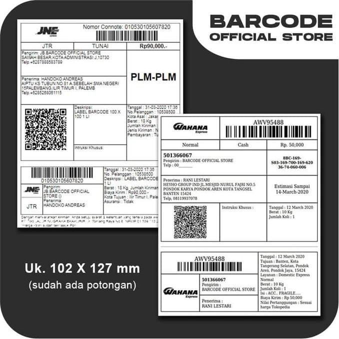 

Hanya Disini] Label Barcode Semicoated Standard Resi Jne 102 X 127 Mm Isi 500 Pcs