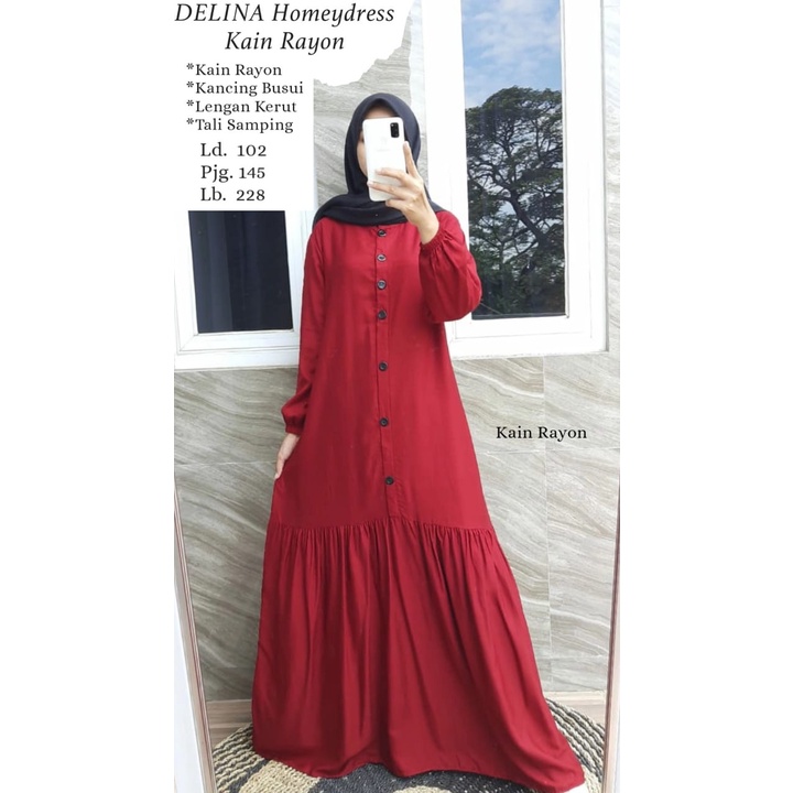 Gamis Rayon Twill  Polos Kancing / Gamis Kancing Susun