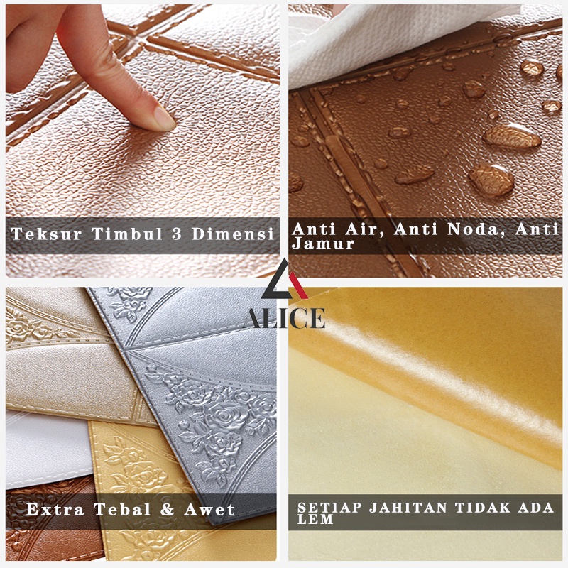 1 Wallpaper Stiker Dinding 3D FOAM Timbul High Quality  Bunga Mawar Putih CLASSIC BRICK Best Seller SPEEDS-1