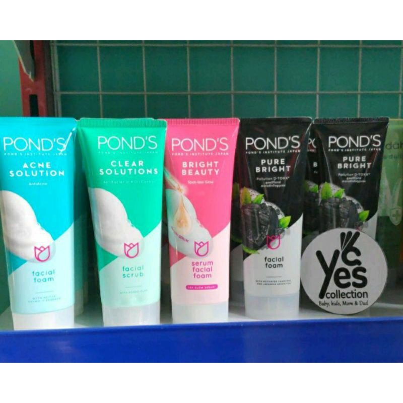 Ponds facial foam Scrub 100ml Pond sabun Muka Pond's wajah anti bacterial Pure White Bright Beauty oil control solutions glow Pink Hitam Hijau Toska Ungu Biru