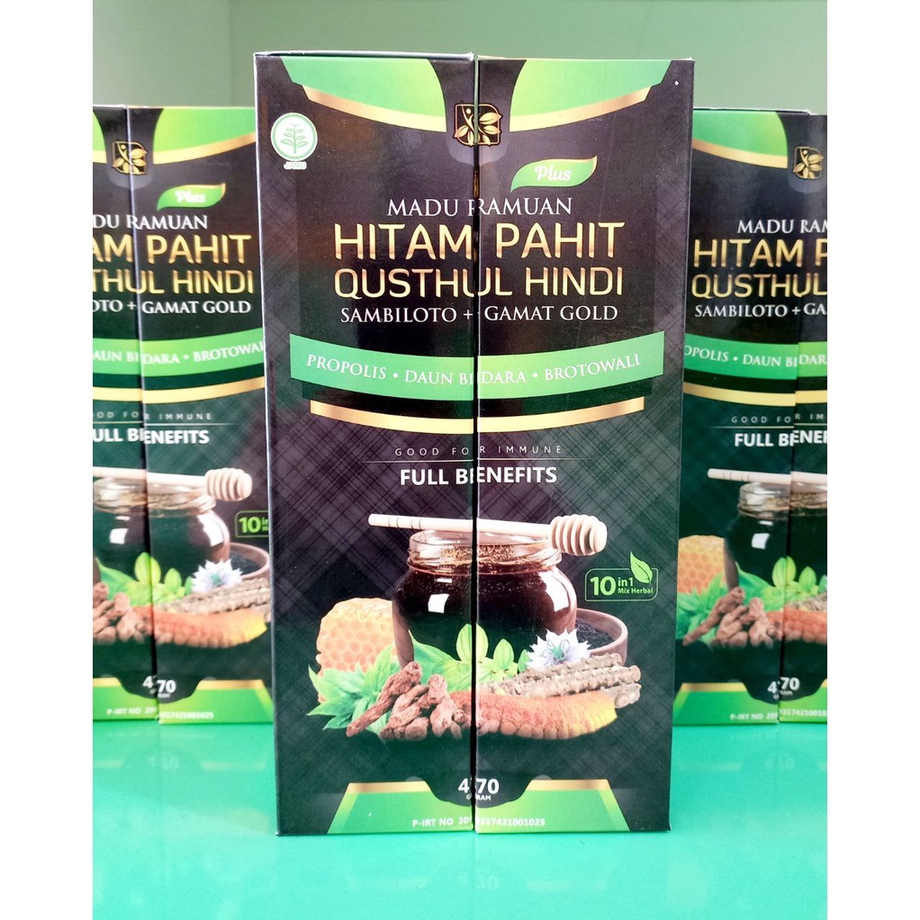 

Madu Ramuan Hitam Pahit Qusthu Hindi Sambiloto + Gamat Gold / Madu Hitam Pahit 470 gr