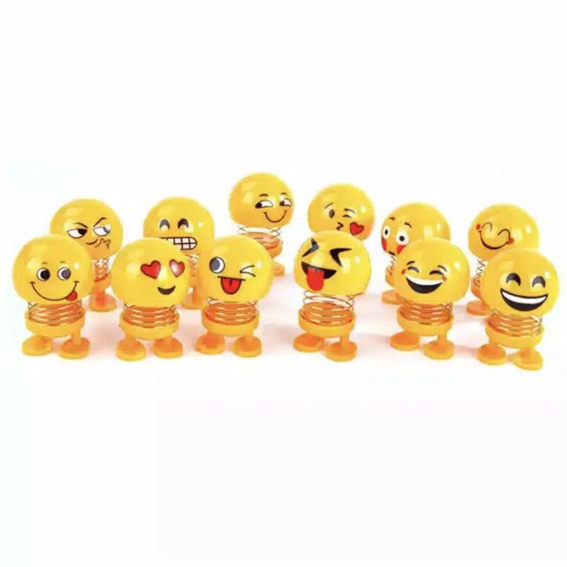 Boneka Spring doll non LED Mainan Emoji smile Pajangan Dashboard mobil motor