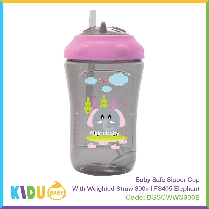 Baby Safe Botol Anak Sipper Cup With Weighted Straw 300ml FS405 Kidu Baby